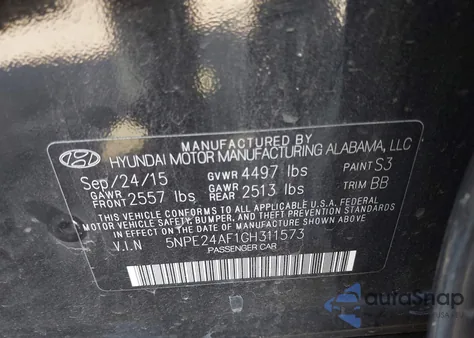 2016 Hyundai Sonata Se из США, поврежденный, VIN 5NPE24AF1GH311573